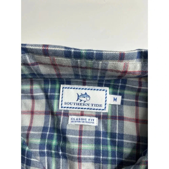 Southern Tide Shirt Mens Medium Classic Fit Plaid Flannel Button Up Long Sleeve - Picture 3 of 6